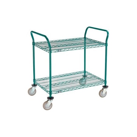 Gec Nexel Utility Cart, 2 Shelf, Poly-Green, 36"L x 24"W x 39"H, Polyurethane Swivel Casters 2436P2G